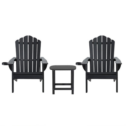 Gardeon Outdoor Table and Chairs HDPE Adirondack Beach Chair Sun Lounge Patio Furniture Garden Black-Furniture &gt; Outdoor &gt; Outdoor Chairs-PEROZ Accessories