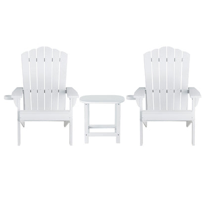 Gardeon Outdoor Table and Chairs HDPE Adirondack Beach Chair Sun Lounge Patio Furniture Garden White-Furniture &gt; Outdoor &gt; Outdoor Chairs-PEROZ Accessories