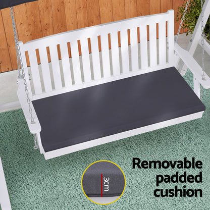 Gardeon Outdoor Wooden Swing Chair Garden Bench Canopy Cushion 3 Seater White-Furniture > Outdoor > Outdoor Chairs-PEROZ Accessories
