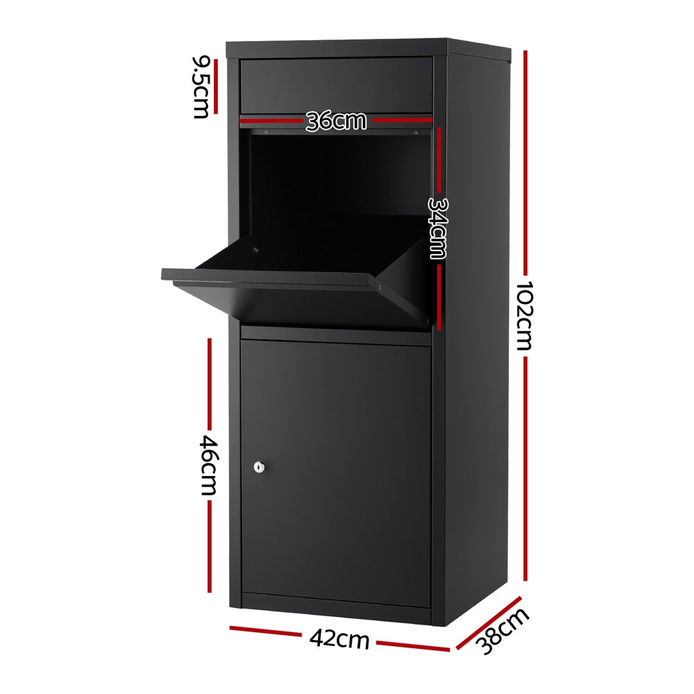 Gardeon Parcel Letterbox Drop Box Package Mailbox Black-Commercial &gt; Packaging &gt; Postage Satchels &amp; Boxes-PEROZ Accessories