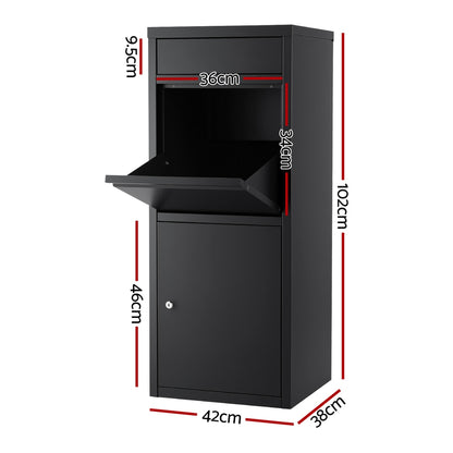 Gardeon Parcel Letterbox Drop Box Package Mailbox Black-Commercial > Packaging > Postage Satchels &amp; Boxes-PEROZ Accessories