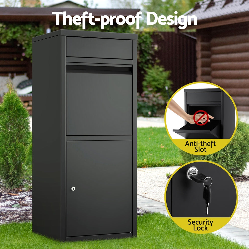 Gardeon Parcel Letterbox Drop Box Package Mailbox Black-Commercial > Packaging > Postage Satchels &amp; Boxes-PEROZ Accessories