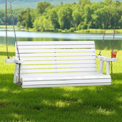 Gardeon Porch Outdoor Swing Chair With Cup Holder Wooden Furniture 2 Seater-Furniture &gt; Outdoor &gt; Outdoor Chairs-PEROZ Accessories
