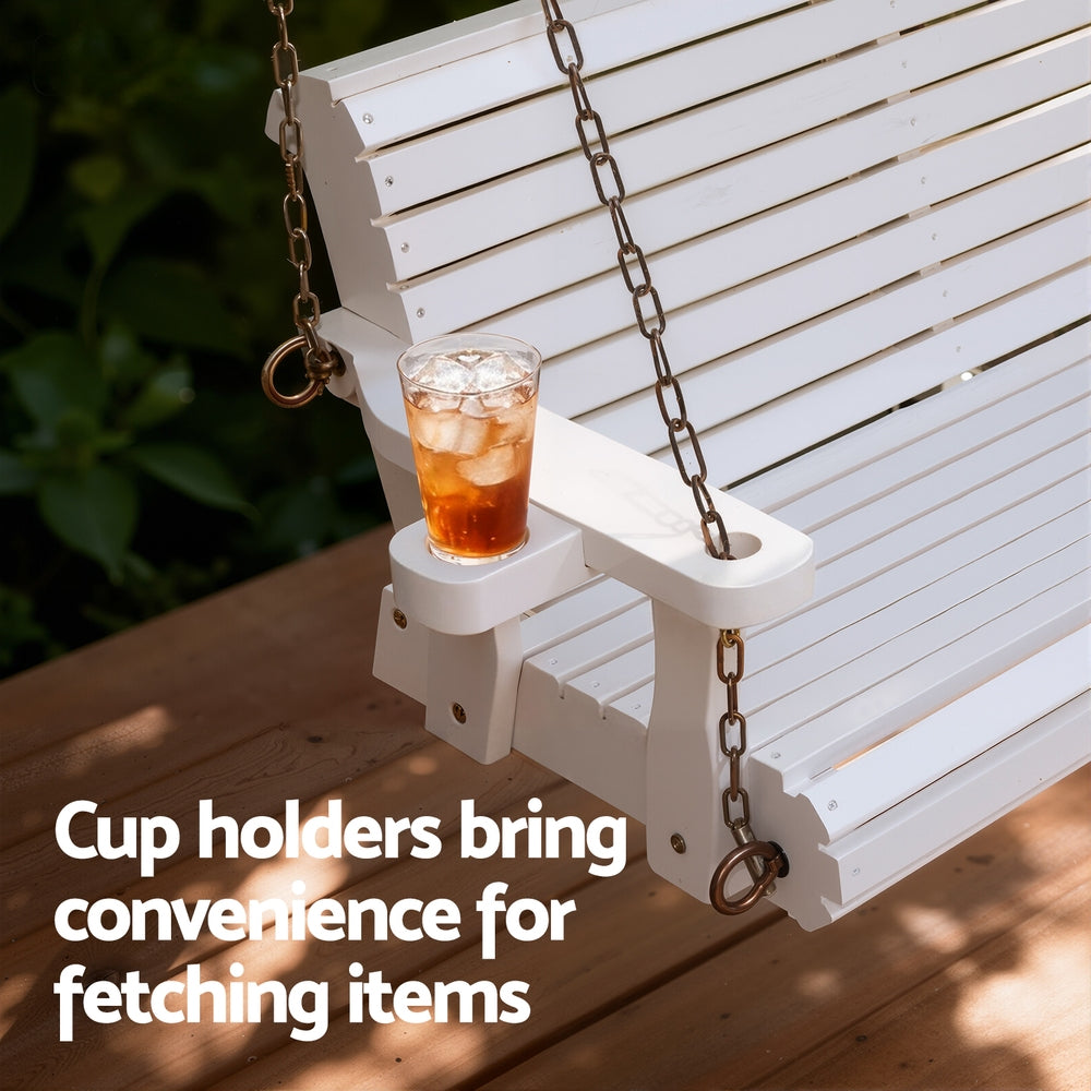 Gardeon Porch Outdoor Swing Chair With Cup Holder Wooden Furniture 2 Seater-Furniture &gt; Outdoor &gt; Outdoor Chairs-PEROZ Accessories