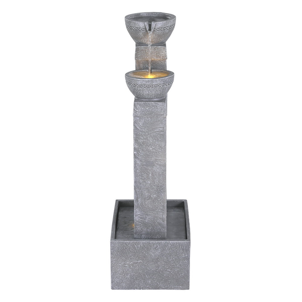 Gardeon Solar Fountain Water Feature Outdoor Fountain Indoor 3-Tier Cascading Grey-Home &amp; Garden > Fountains > Fountain &amp; Ponds Accessories-PEROZ Accessories