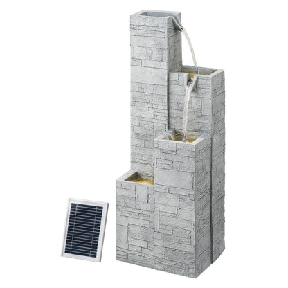 Gardeon Solar Fountain Water Feature Outdoor Indoor 4-Tier Square Cascading Beige-Home &amp; Garden > Fountains > Fountain &amp; Ponds Accessories-PEROZ Accessories