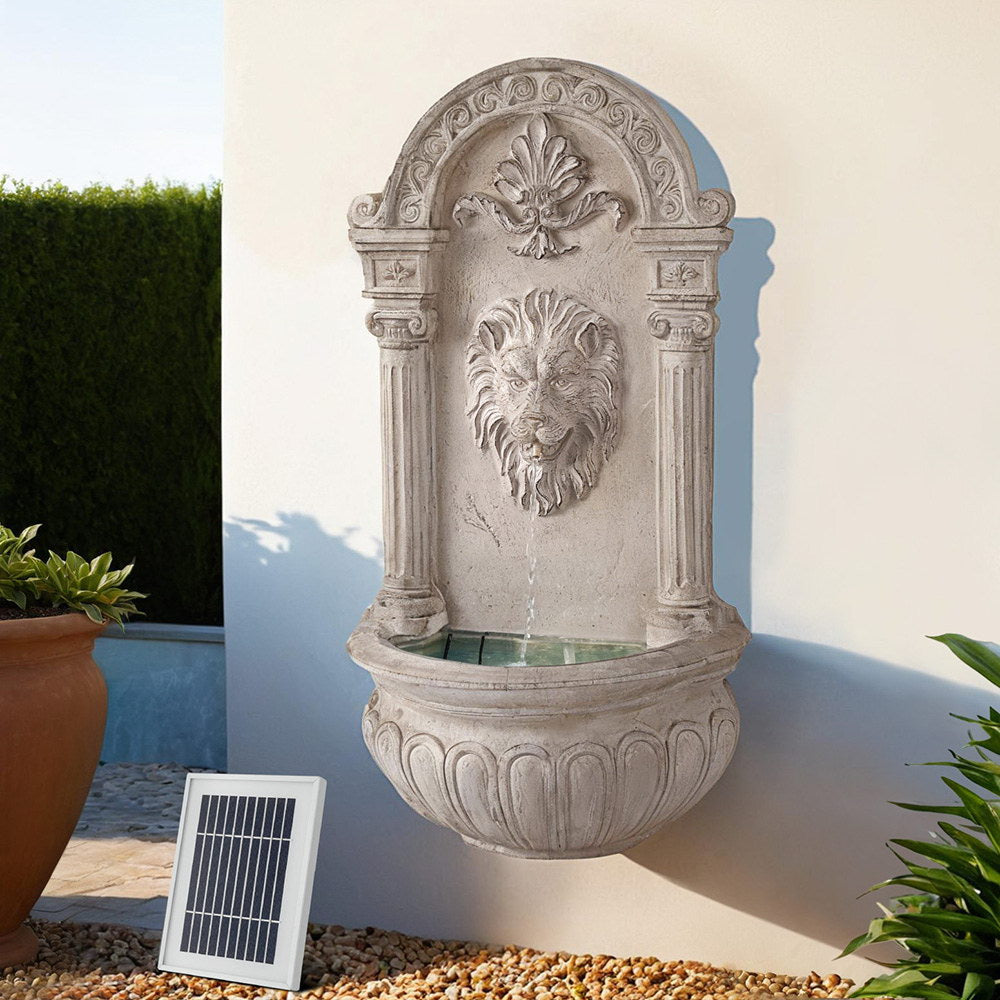 Gardeon Solar Fountain Water Feature Wall Mount Garden Fountains 77CM Beige-Home &amp; Garden > Fountains > Fountains &amp; Ponds-PEROZ Accessories