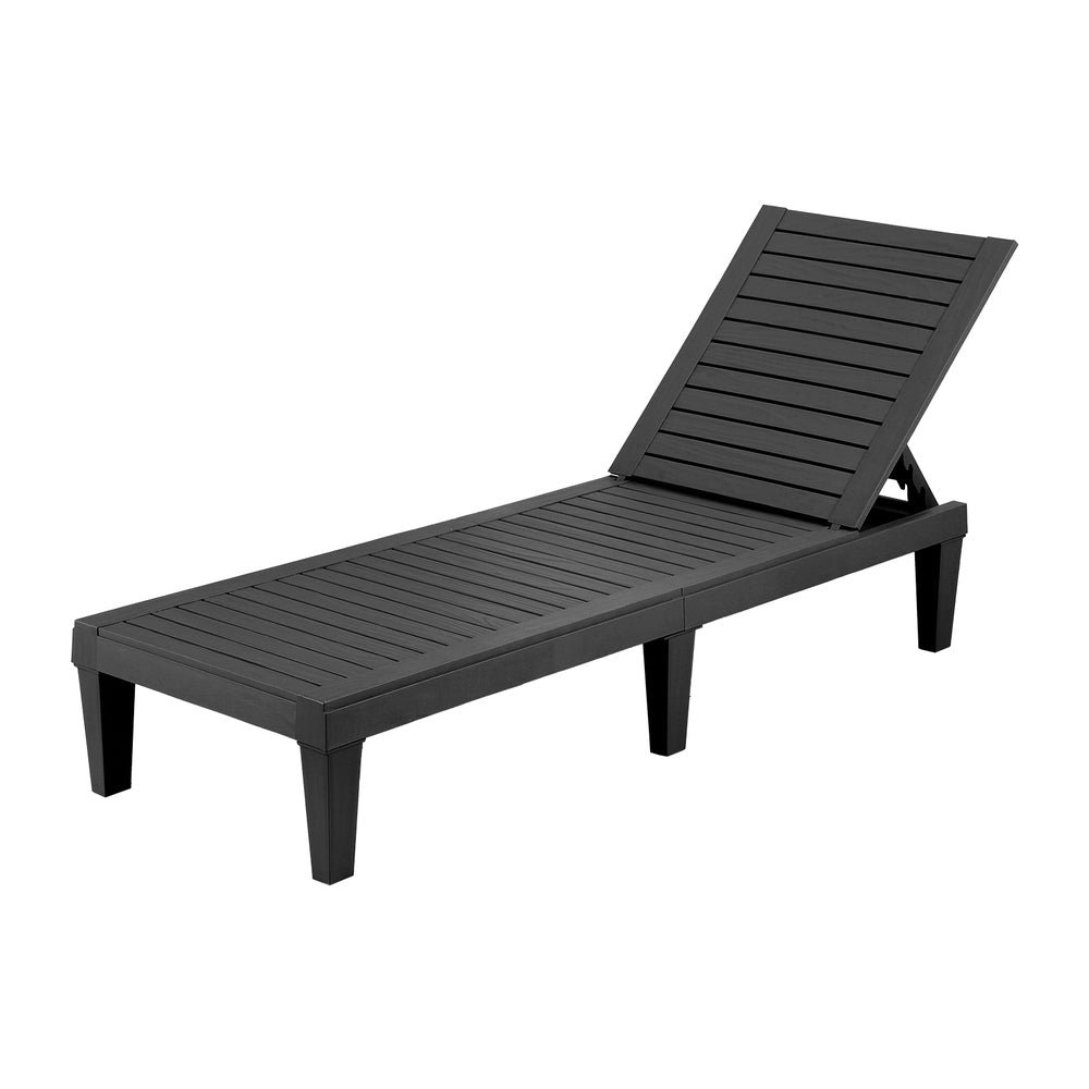 Gardeon Sun Lounge Adjustable Recliner Patio Outdoor Furniture Lightweight Black-Furniture &gt; Outdoor &gt; Outdoor Sofas &amp; Lounge Sets-PEROZ Accessories