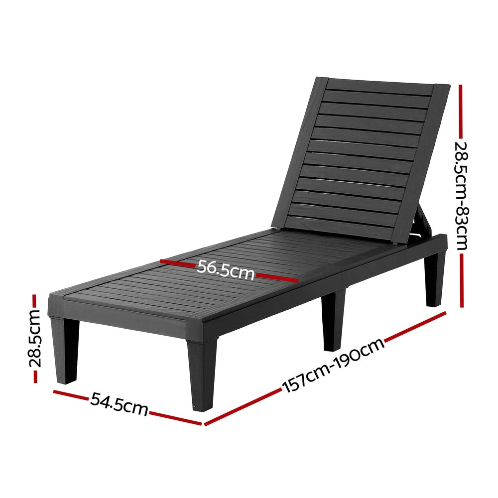 Gardeon Sun Lounge Adjustable Recliner Patio Outdoor Furniture Lightweight Black-Furniture &gt; Outdoor &gt; Outdoor Sofas &amp; Lounge Sets-PEROZ Accessories