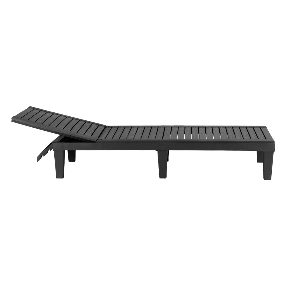 Gardeon Sun Lounge Adjustable Recliner Patio Outdoor Furniture Lightweight Black-Furniture > Outdoor > Outdoor Sofas &amp; Lounge Sets-PEROZ Accessories
