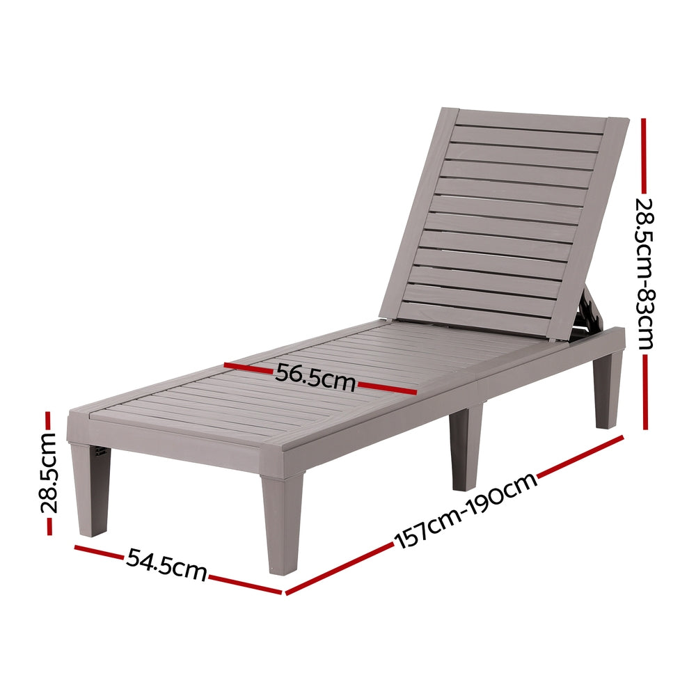 Gardeon Sun Lounge Adjustable Recliner Patio Outdoor Furniture Lightweight Grey-Furniture > Outdoor > Outdoor Sofas &amp; Lounge Sets-PEROZ Accessories