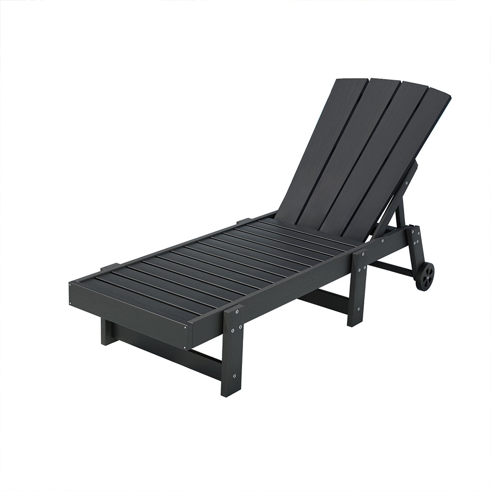 Gardeon Sun Lounge Beach Chair HDPE Adirondack Lounger Patio Outdoor Furniture with Wheels Black-Furniture &gt; Outdoor &gt; Outdoor Tables-PEROZ Accessories