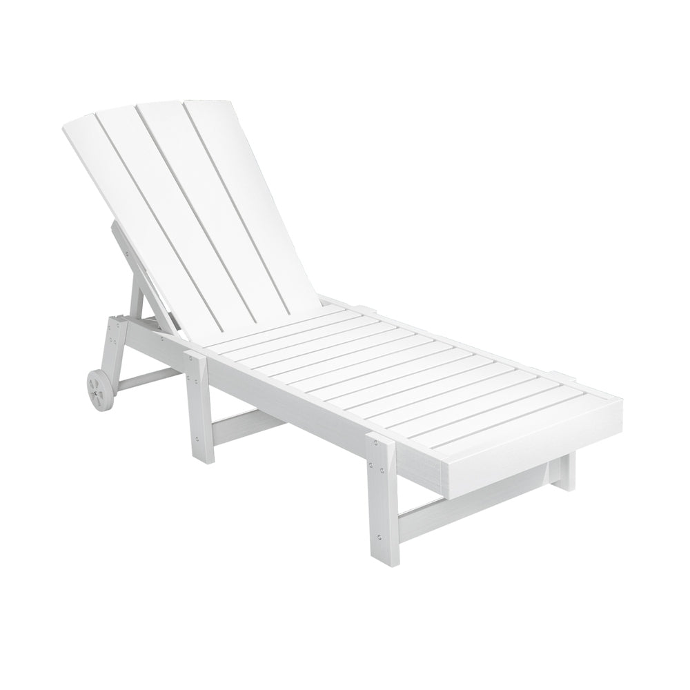 Gardeon Sun Lounge Beach Chair HDPE Adirondack Lounger Patio Outdoor Furniture with Wheels White-Furniture &gt; Outdoor &gt; Outdoor Tables-PEROZ Accessories