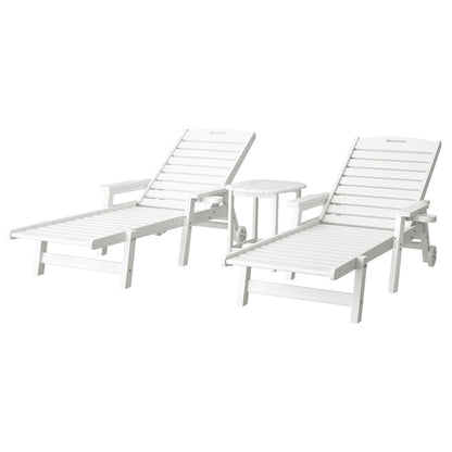 Gardeon Sun Lounge Lounger Beach Chair HDPE Patio Outdoor Furniture with Wheels White-Furniture &gt; Outdoor &gt; Outdoor Chairs-PEROZ Accessories