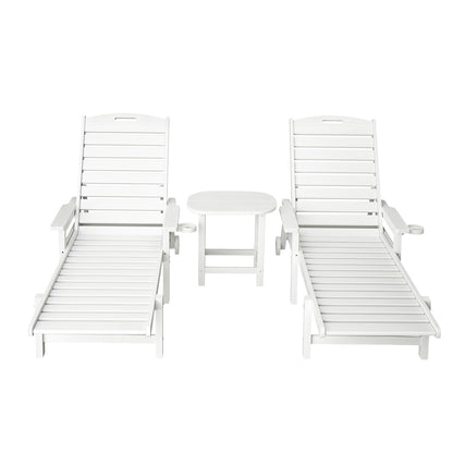 Gardeon Sun Lounge Lounger Beach Chair HDPE Patio Outdoor Furniture with Wheels White-Furniture &gt; Outdoor &gt; Outdoor Chairs-PEROZ Accessories