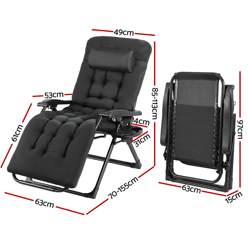 Gardeon Sun Lounge Lounger Folding Camping Zero Gravity Chair Outdoor Furniture-Furniture > Outdoor > Outdoor Sofas &amp; Lounge Sets-PEROZ Accessories