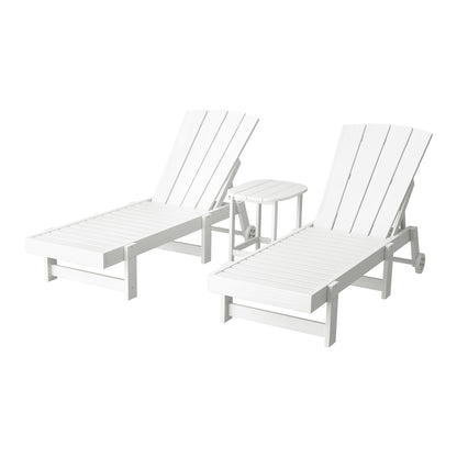 Gardeon Sun Lounge Lounger Table and Chairs Beach Chair Adirondack HDPE Patio Outdoor Furniture Wheels White-Furniture &gt; Outdoor &gt; Outdoor Chairs-PEROZ Accessories