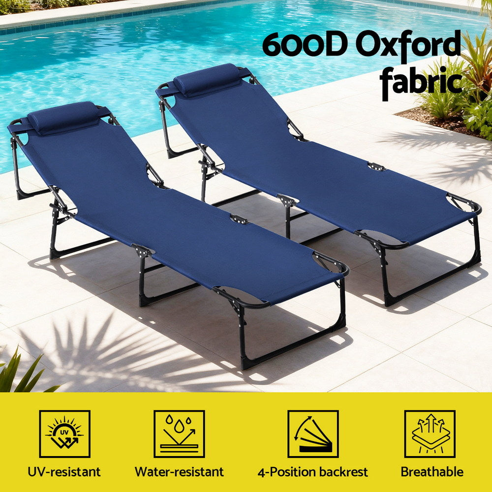 Gardeon Sun Lounger Folding Lounge Beach Chair Patio Outdoor Furniture-Furniture &gt; Outdoor &gt; Outdoor Chairs-PEROZ Accessories