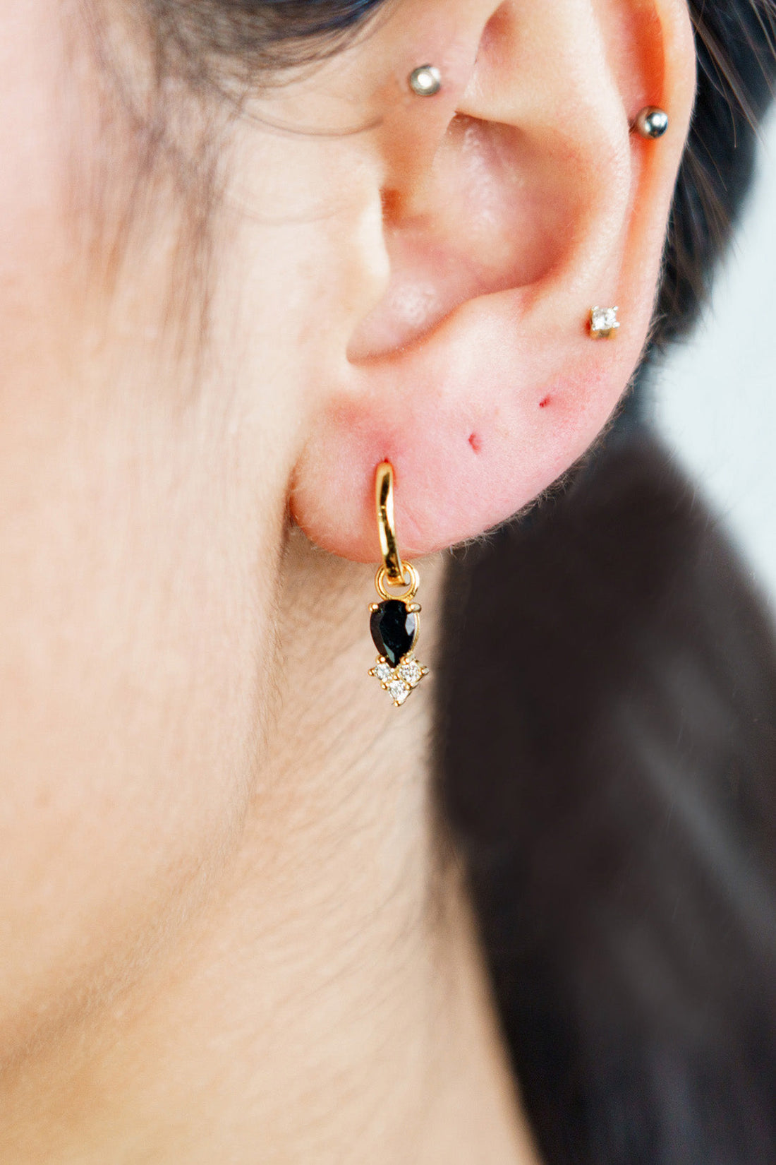 GEORGINI MIDNIGHT VELVET ASTERIA HOOP EARRINGS BLACK AND GOLD-PEROZ Accessories