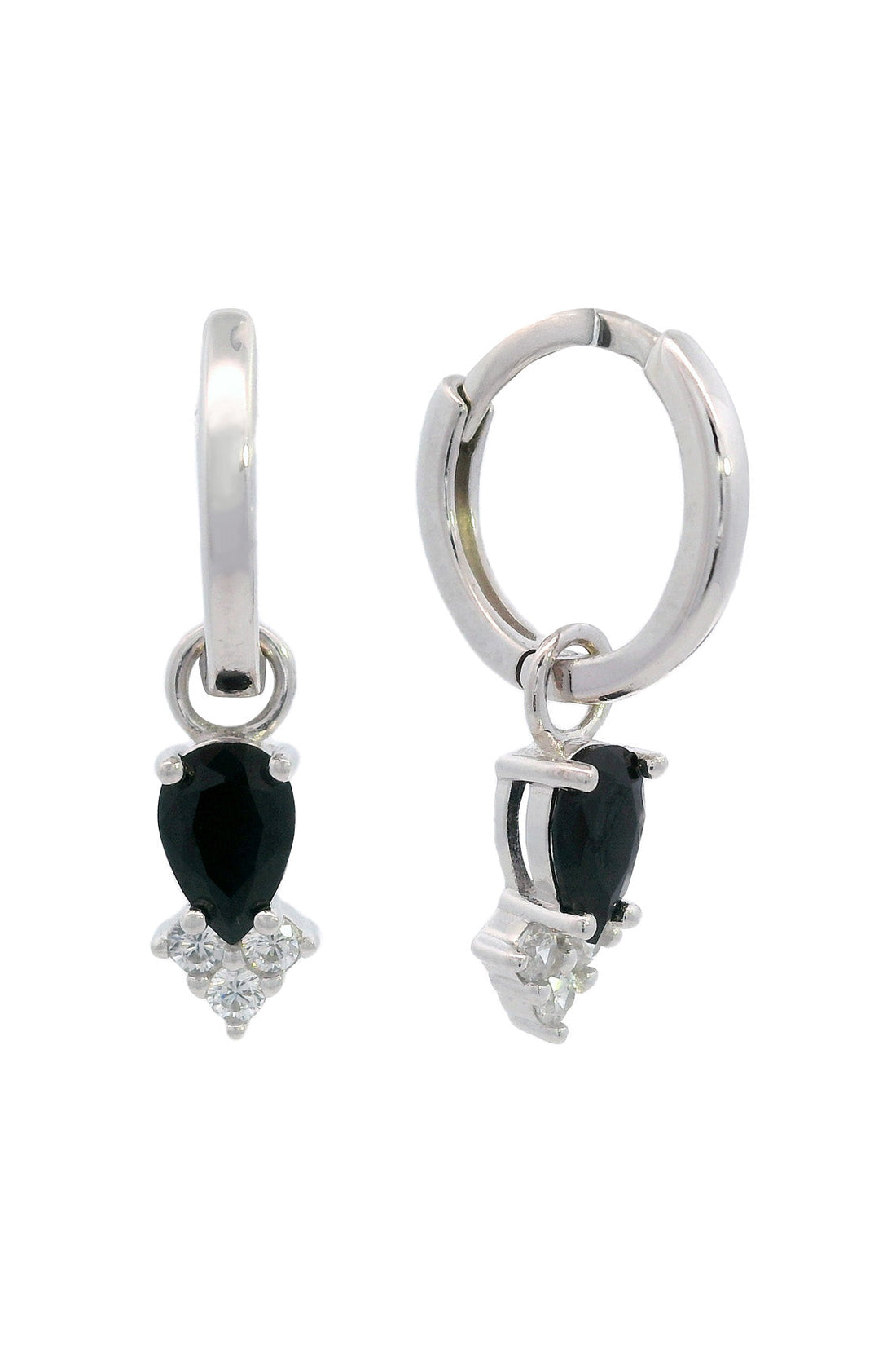 GEORGINI MIDNIGHT VELVET ASTERIA HOOP EARRINGS BLACK AND SILVER-PEROZ Accessories
