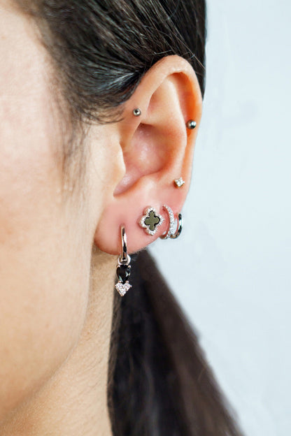 GEORGINI MIDNIGHT VELVET ASTERIA HOOP EARRINGS BLACK AND SILVER-PEROZ Accessories