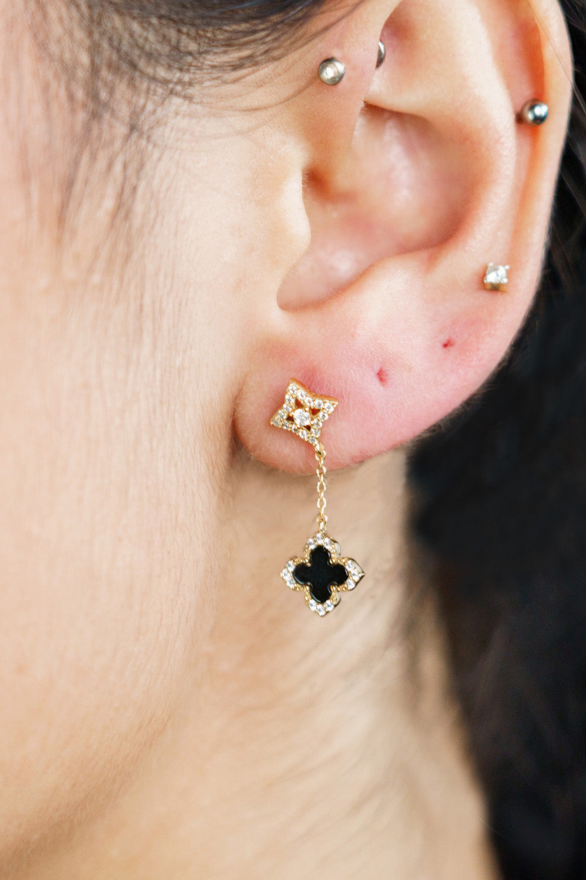 GEORGINI MIDNIGHT VELVET BLACK AGATE FAIRWATER DROP EARRINGS GOLD-PEROZ Accessories