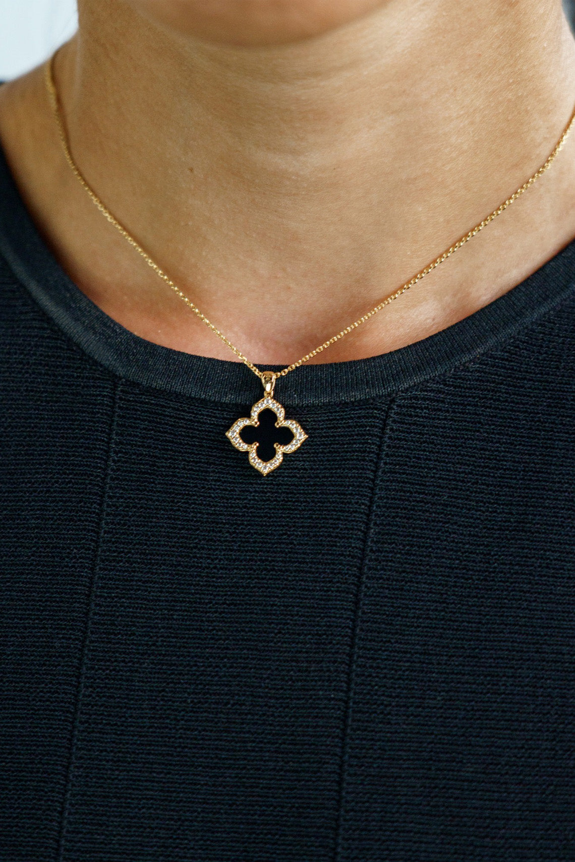 GEORGINI MIDNIGHT VELVET BLACK AGATE FAIRWATER PENDANT GOLD-PEROZ Accessories