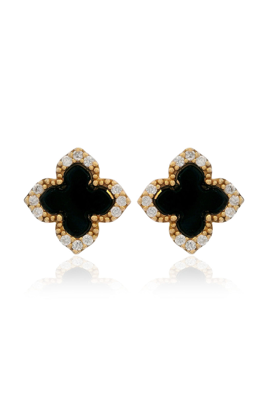 GEORGINI MIDNIGHT VELVET BLACK AGATE FAIRWATER STUD EARRINGS GOLD-PEROZ Accessories