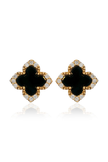 GEORGINI MIDNIGHT VELVET BLACK AGATE FAIRWATER STUD EARRINGS GOLD-PEROZ Accessories