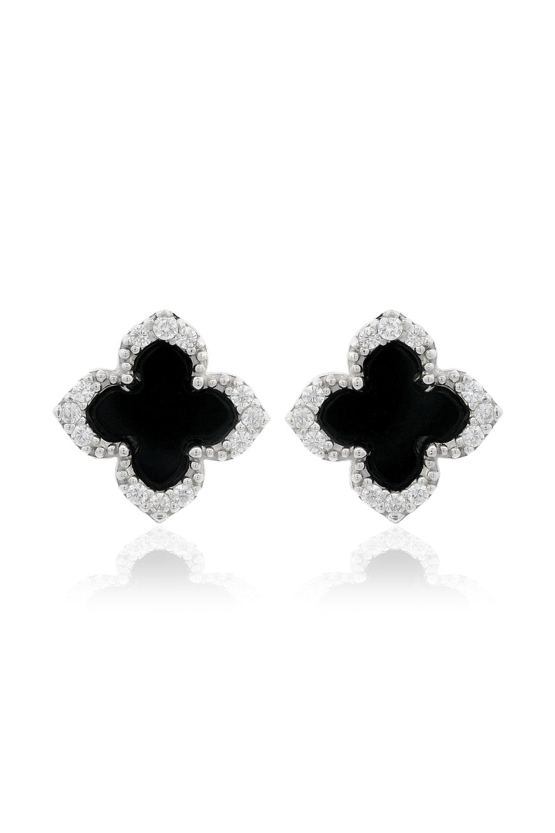 GEORGINI MIDNIGHT VELVET BLACK AGATE FAIRWATER STUD EARRINGS SILVER-PEROZ Accessories