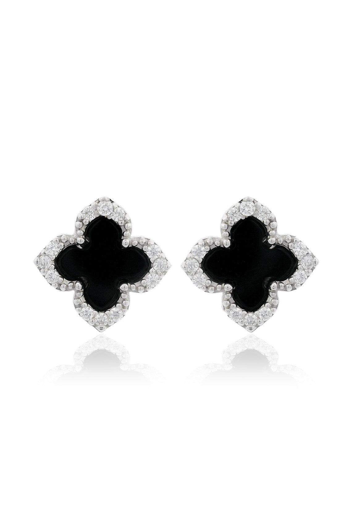 GEORGINI MIDNIGHT VELVET BLACK AGATE FAIRWATER STUD EARRINGS SILVER-PEROZ Accessories