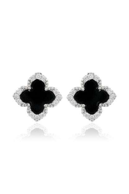 GEORGINI MIDNIGHT VELVET BLACK AGATE FAIRWATER STUD EARRINGS SILVER-PEROZ Accessories