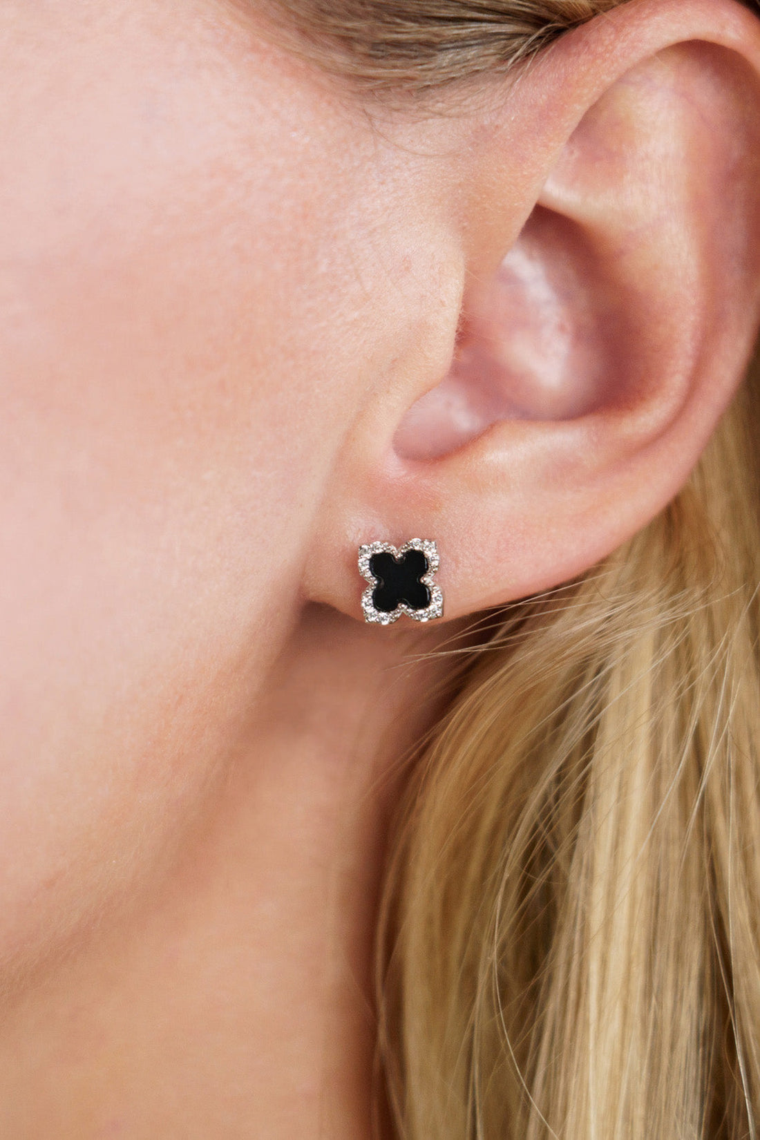 GEORGINI MIDNIGHT VELVET BLACK AGATE FAIRWATER STUD EARRINGS SILVER-PEROZ Accessories