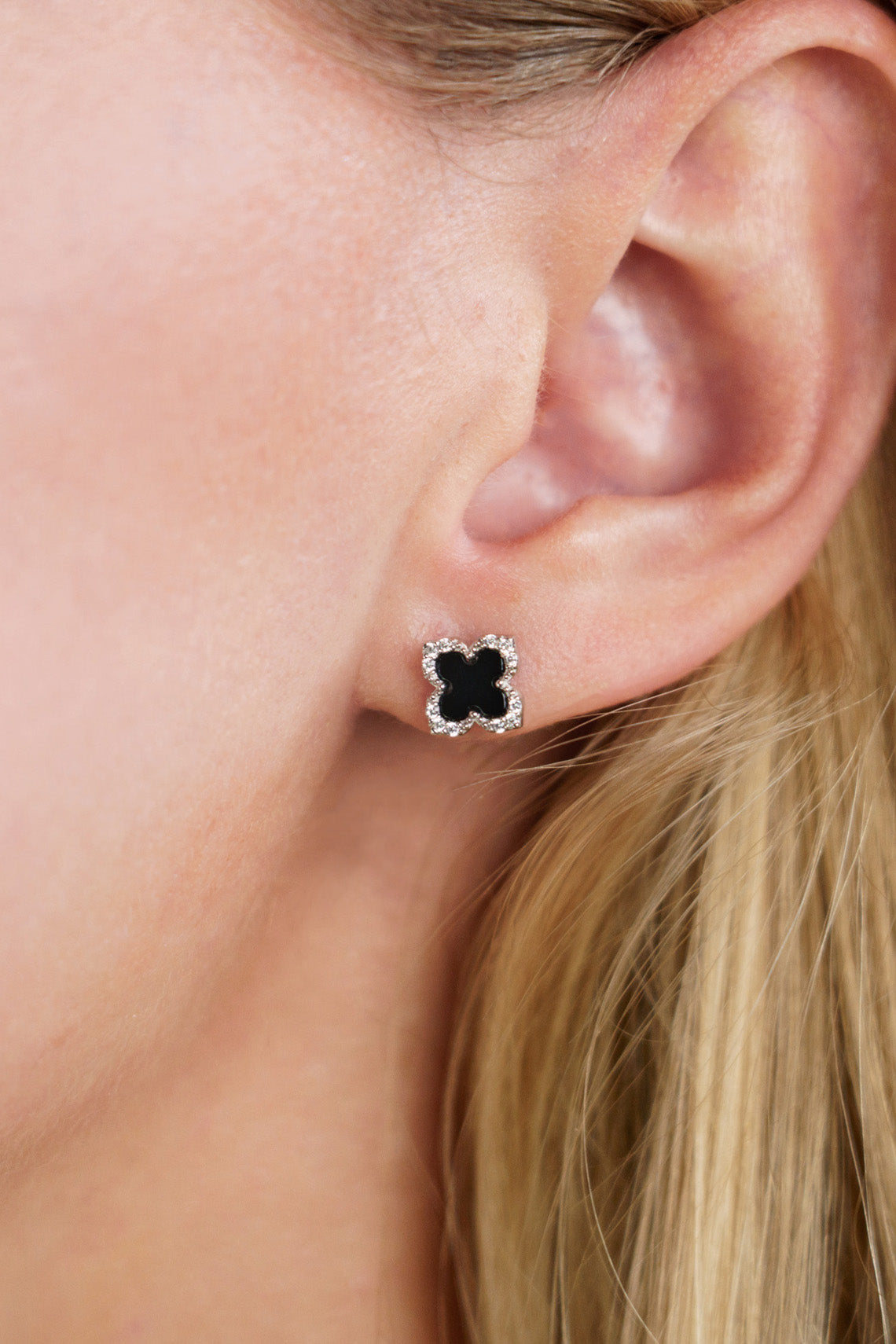 GEORGINI MIDNIGHT VELVET BLACK AGATE FAIRWATER STUD EARRINGS SILVER-PEROZ Accessories