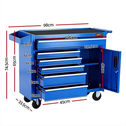 Giantz 6 Drawer Tool Chest Trolley Cabinet Cart Toolbox Storage Organiser Wheels-Tools > Tools Storage > Tool Boxes-PEROZ Accessories