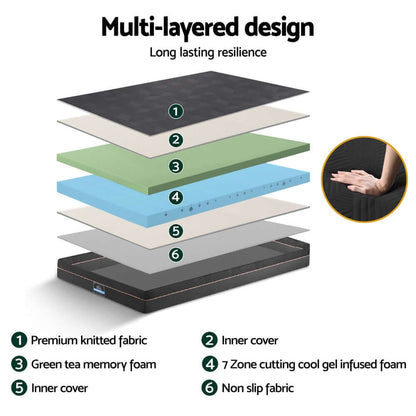 Giselle 18cm Memory Foam Mattress Green Tea Foam Cool Gel Foam Mattresses Single-Home &amp; Garden > Bedding > Pillows-PEROZ Accessories