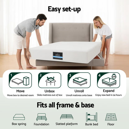 Giselle 20cm Memory Foam Mattress Green Tea King Single-Furniture > Mattresses > King Single Mattress-PEROZ Accessories