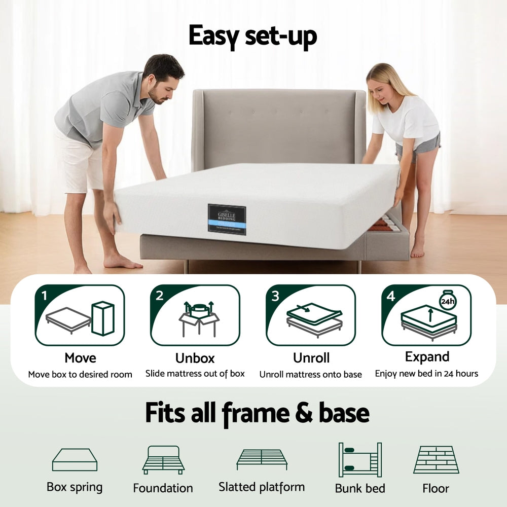 Giselle 20cm Memory Foam Mattress Green Tea Single-Furniture > Mattresses > Single Mattress-PEROZ Accessories