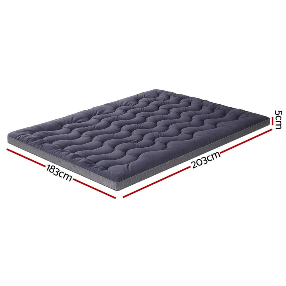 Giselle 5cm Mattress Topper Pillowtop toppers Bamboo Charcoal King-Furniture &gt; Mattresses &gt; Mattress Toppers-PEROZ Accessories