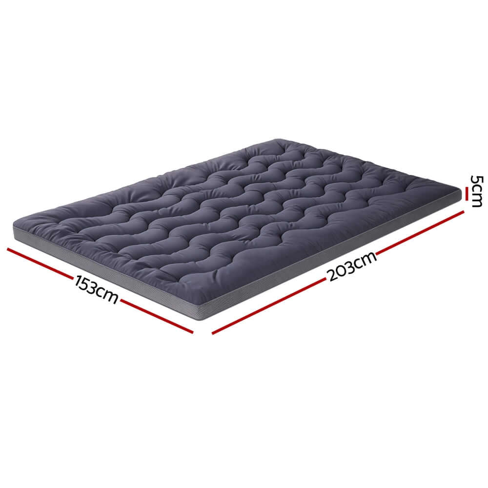 Giselle 5cm Mattress Topper Pillowtop toppers Bamboo Charcoal Queen-Furniture &gt; Mattresses &gt; Mattress Toppers-PEROZ Accessories