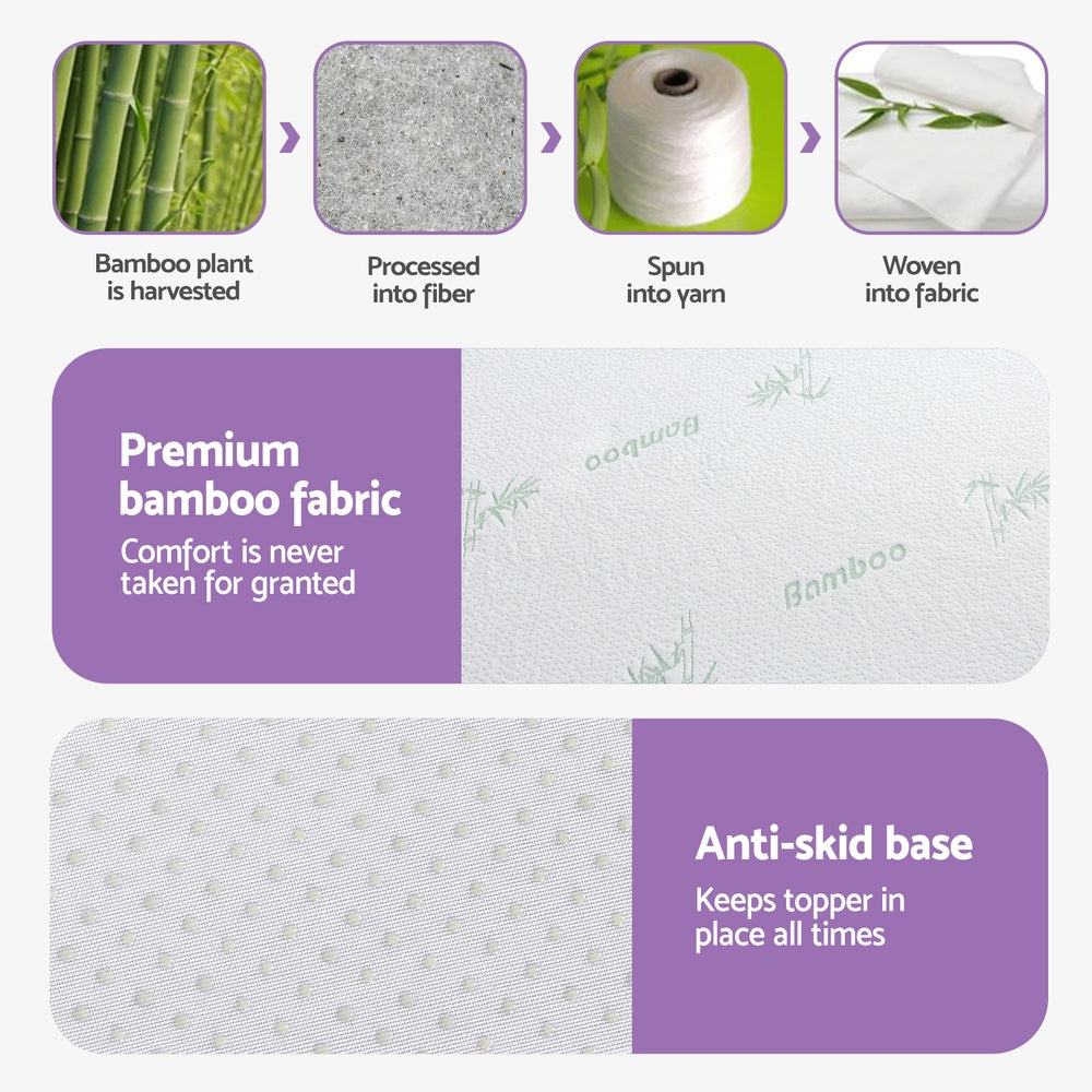 Giselle 8cm Memory Foam Mattress Topper Lavender Infused Bamboo Cover 7-Zone Double-Furniture > Mattresses > Mattress Toppers-PEROZ Accessories