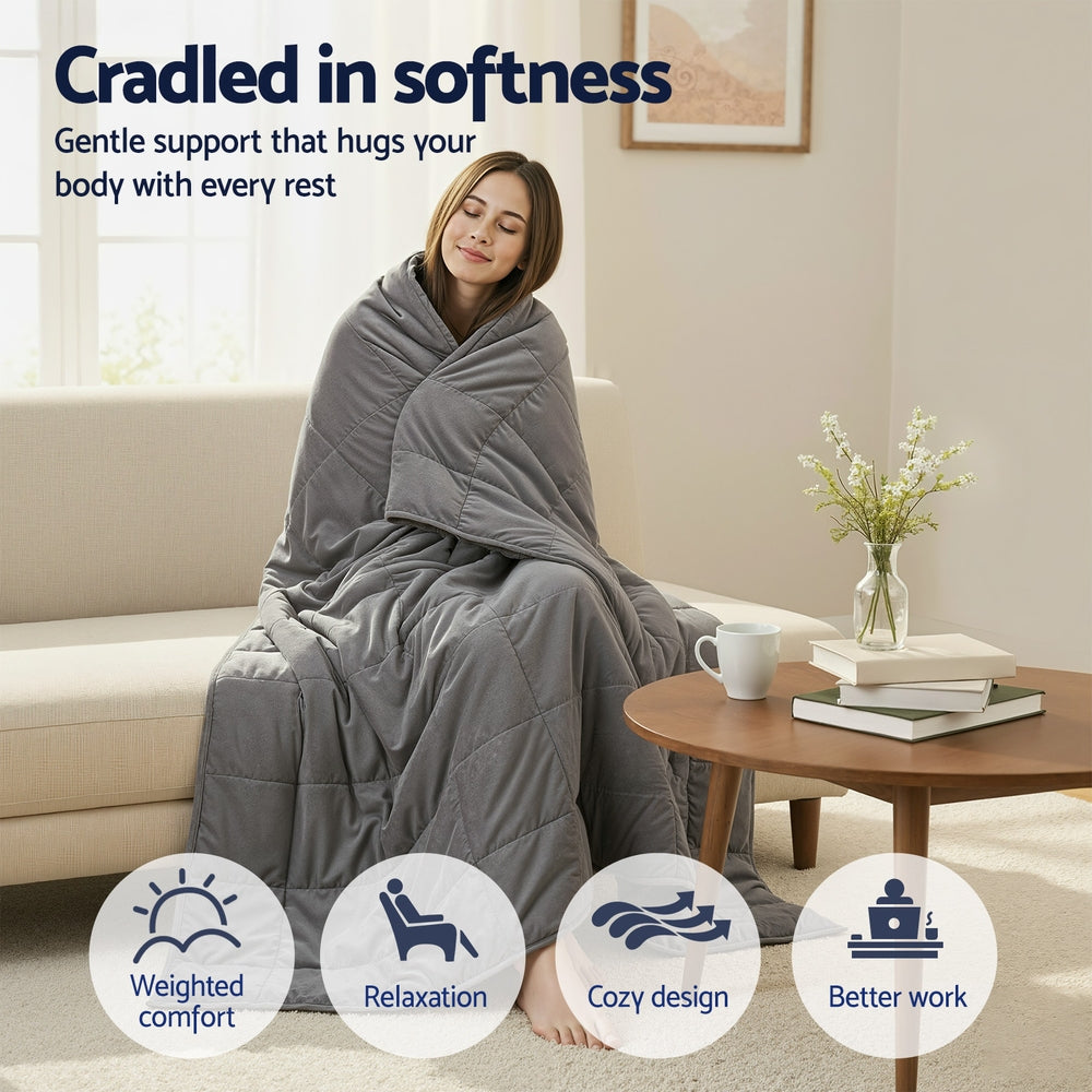 Giselle 9KG Weighted Blanket Adults Kid Anti Anxiety Gravity Blankets Sherpa Fleece-Home &amp; Garden > Bedding > Blankets &amp; Throws-PEROZ Accessories