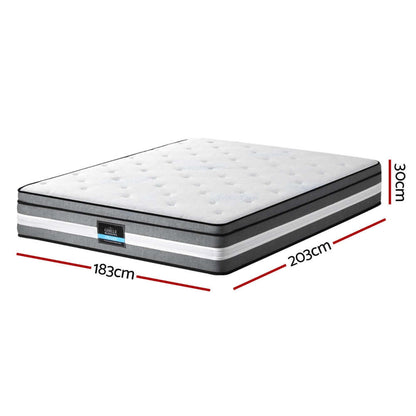Giselle Bedding 30cm Mattress Gel Foam Pocket Spring King-Furniture > Mattresses > King Single Mattress-PEROZ Accessories