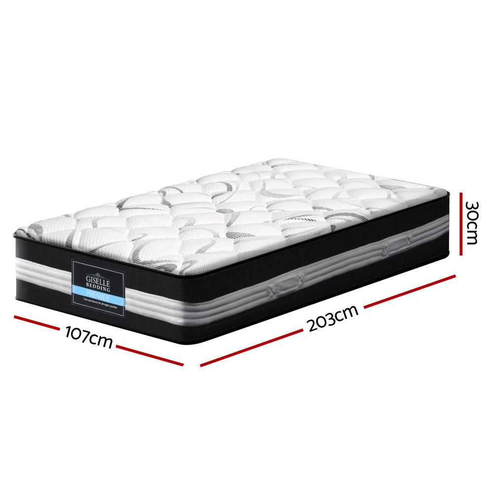 Giselle Bedding 30cm Mattress Medium Firm King Single-Furniture &gt; Mattresses &gt; King Single Mattress-PEROZ Accessories