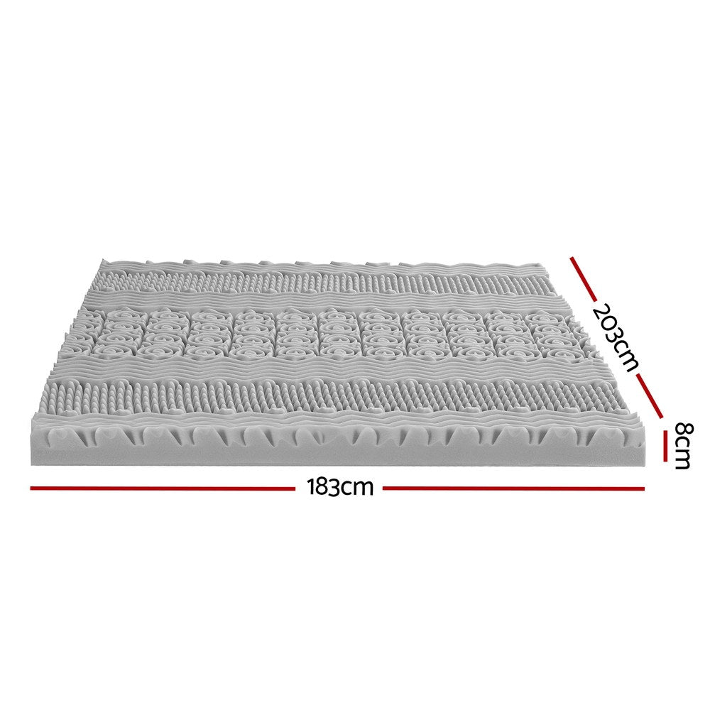 Giselle Bedding 8cm Memory Foam Mattress Topper 7-Zone Graphite King-Furniture > Mattresses > Mattress Toppers-PEROZ Accessories