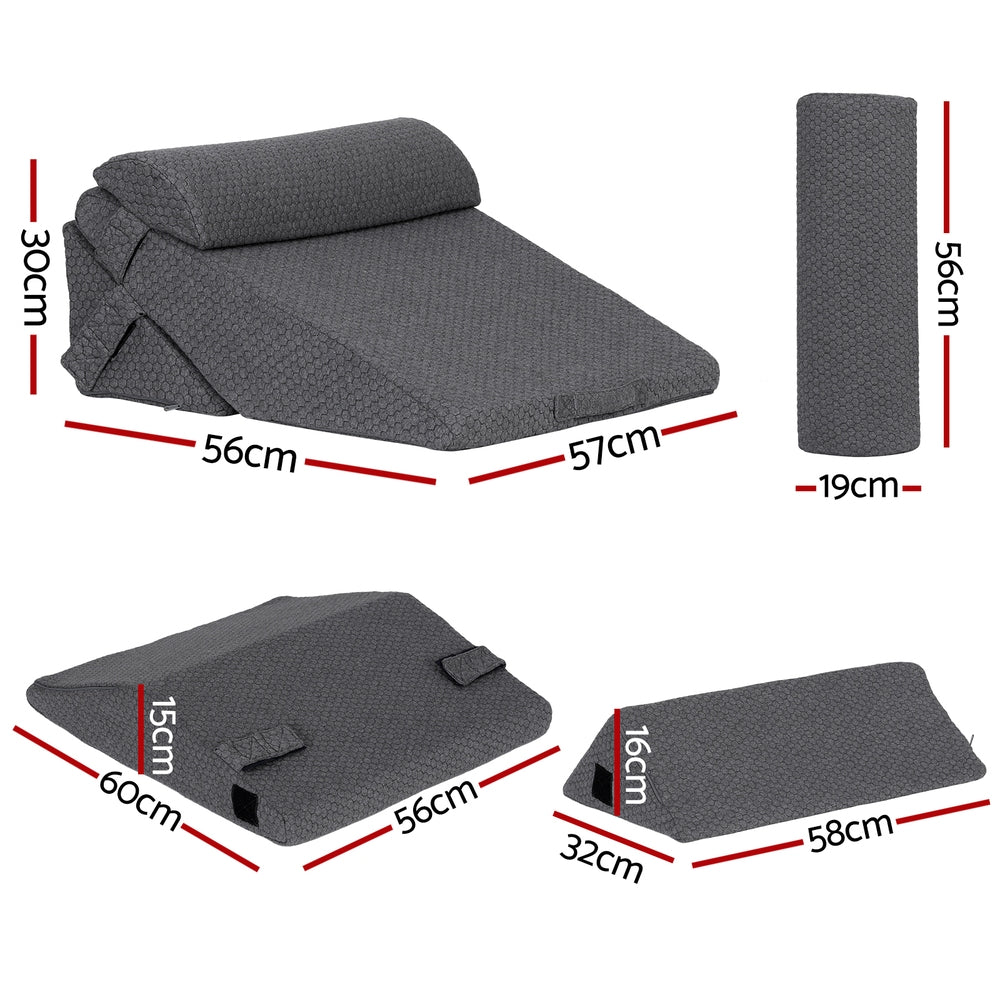 Giselle Bedding Adjustable Wedge Pillow Grey-Home &amp; Garden > Bedding > Pillows-PEROZ Accessories
