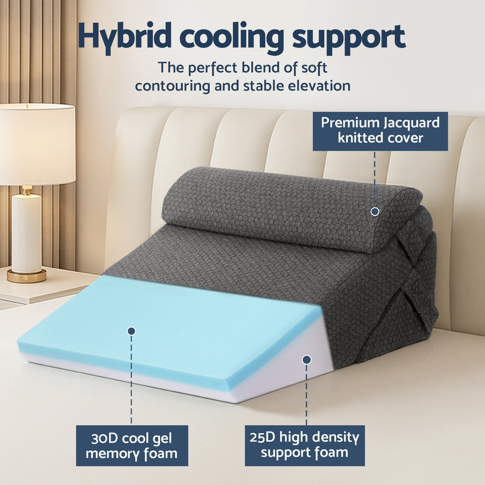 Giselle Bedding Adjustable Wedge Pillow Grey-Home &amp; Garden > Bedding > Pillows-PEROZ Accessories