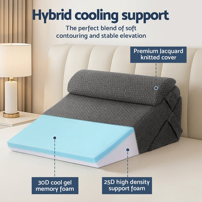 Giselle Bedding Adjustable Wedge Pillow Grey-Home &amp; Garden > Bedding > Pillows-PEROZ Accessories