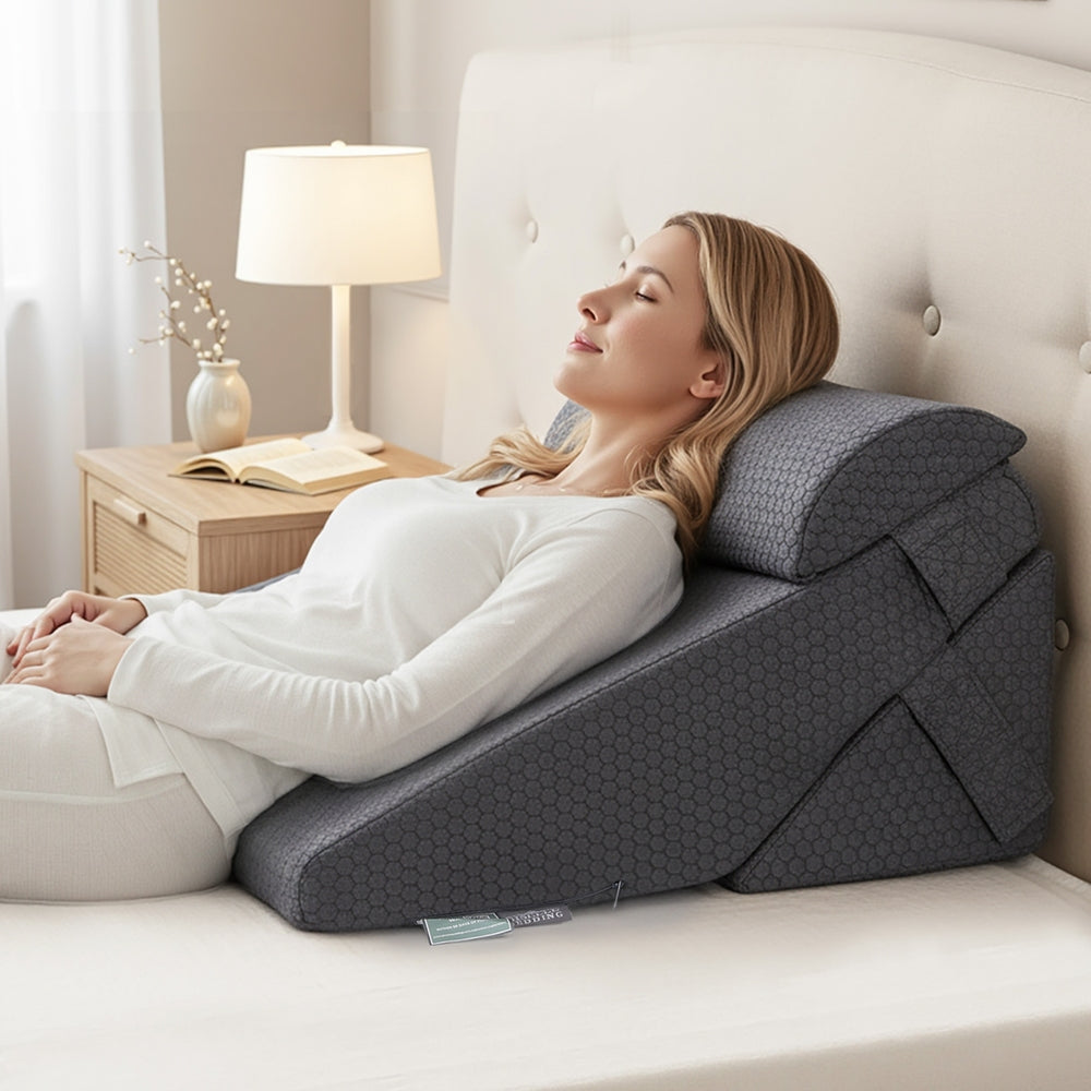 Giselle Bedding Adjustable Wedge Pillow Grey-Home &amp; Garden > Bedding > Pillows-PEROZ Accessories