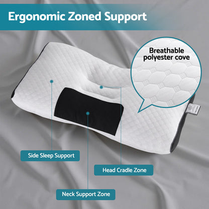 Giselle Bedding Contour Pillow Ergonomic Neck Pillow 48X73CM-Home &amp; Garden > Bedding > Pillows-PEROZ Accessories